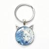 Lone Wolf Cat Ear Time Gem Keychain - Retro Style Unisex Alloy Keyring