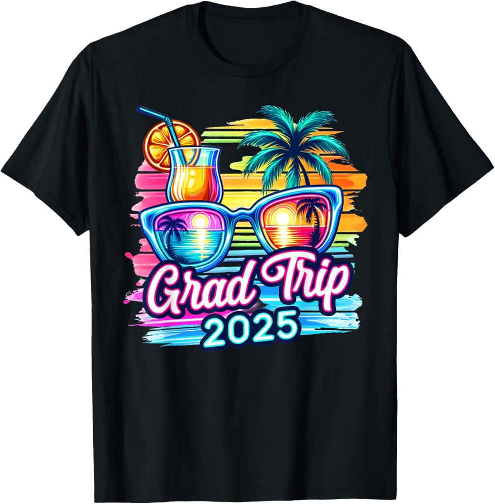 Grad Trip 2025 Matching Summer Palm Beach Vacation Group T-Shirt