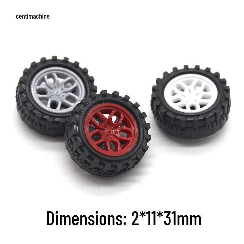 DIY Model Toy Car Wheels with 2mm Hole - Plastic Tires for Handmade Four-Wheel Drive Cars