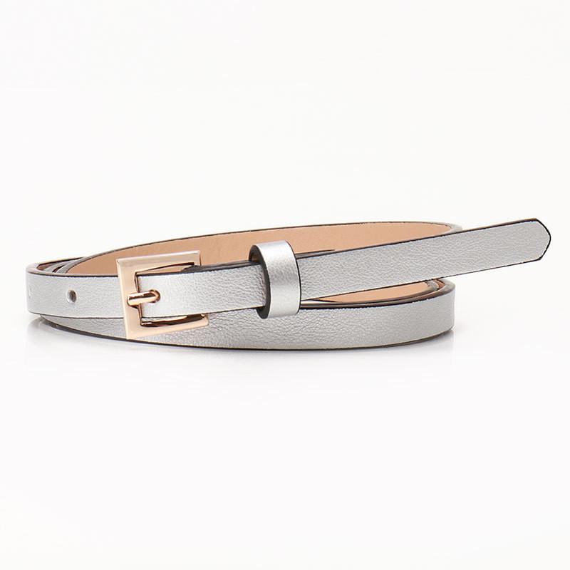 Fashion Minimalist Small Square Buckle Belt For Women With Alloy Pin Closure For Dress And Coat Accessory