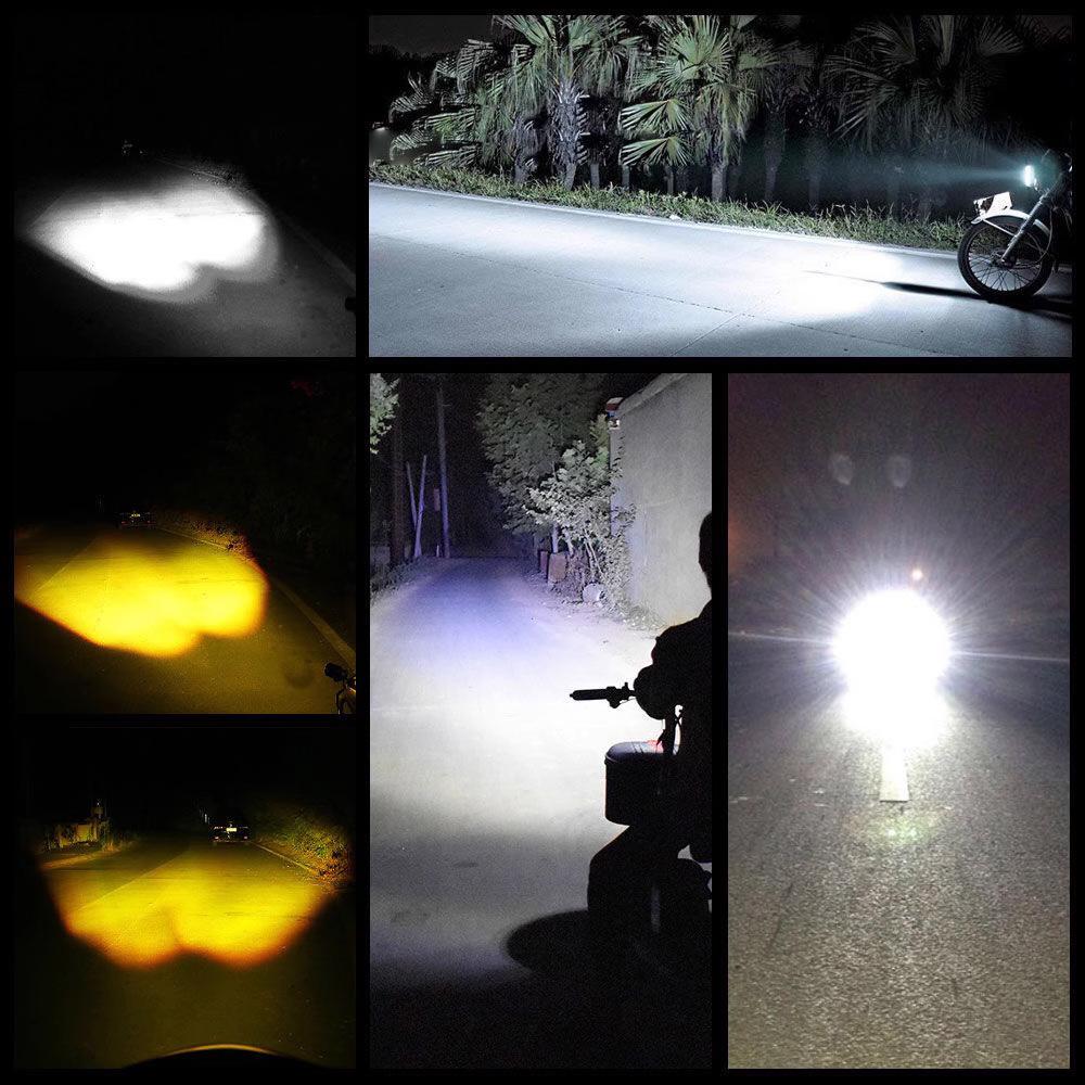 Motorcycle Headlight Led Owl Design Strobe Flash Spotlights White Yellow High Low Beam Scooter Auto Fog Light Running Lamp 12V