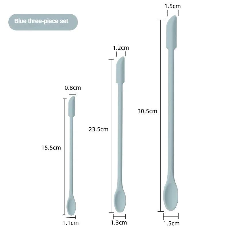 3 Adet Silikon Spatula Seti Çift Başlı Kazıyıcı Kozmetik Reçel Krem Derin Şişe Mini Spatula Uzatılmış Küçük Uçlu Spa Makyaj Aracı