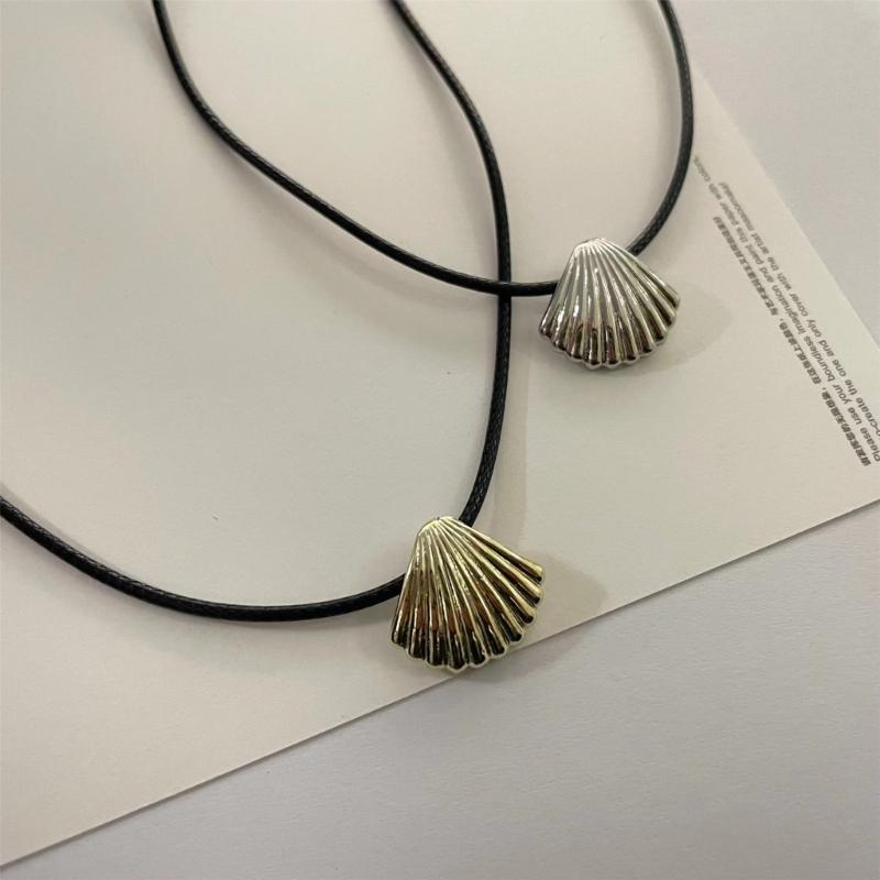 Simple Metal Shells Pendant Necklace Earrings Sweet Cool Collar Necklace Choker Neck Chain Y2K Earrings Fashion Jewelry