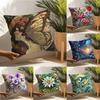 Beautiful Natural Painted Floral Pillow Case Linen Pillow Case Sofa Home Decor Cushion Cover Cushion Cove