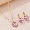 Gruby Zirkonowy Zestaw Biżuterii Ze Stali Nierdzewnej 304 Pokryty Prawdziwym Złotem Kolczyk Wisior Naszyjnik