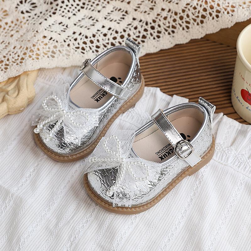 

Spring new girls princess shoes non-slip soft-soled baby girl performance shoes girls small leather shoes 25 срібний