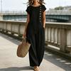 Damen Sommer Lässige 2-teilige Sets, Knöpfe Kurzarm Top Und Weite Hosen Passende Sets, Asymmetrischer Saum Urlaubs Lounge Outfits