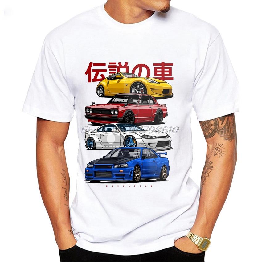 Vintage Fast And Furious Skyline Car Print T-Shirt Fashion Men Short Sleeve Funny Boy Casual Tops Hipster Man White Tee Shirt