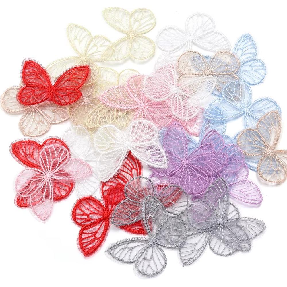 100pcs Dreamy Embroidery Lace Butterfly Appliques Sewing Craft Decoration  Garment Design Materials