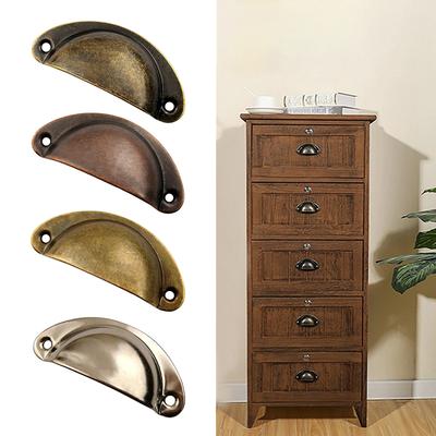 1/6pcs Antique Brass Retro Iron Handles Half Moon Cup Drawer Kitchen Drawer Shell Pull Furniture Hardware Wardrobe Door