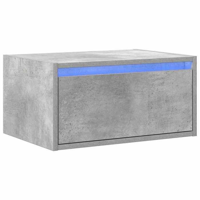 VidaXL Table de chevet murale avec lumières LED gris béton, armoire, table d'appoint, armoire de lit, armoire de chevet, 860217