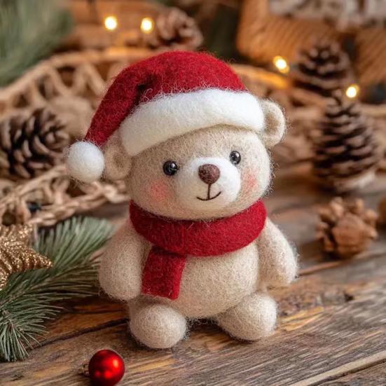 Christmas Felt Ornaments Handmade Wool Felt Rabbit Gingerbread Man Crafts for Tiered Tray Tabletop Decor