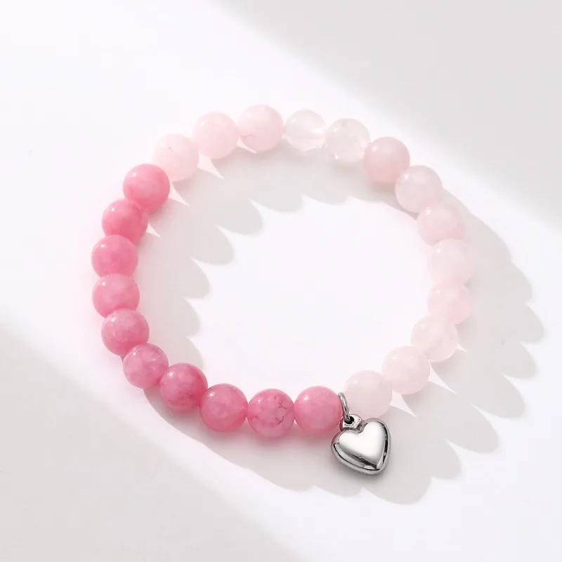 Natural Crystal Bracelet Black Onyx Energy Bracelets Couple Pink Quartz Bead Meditation Lightweight Trinket Fashion Ornaments Jewelry Couples Gifts