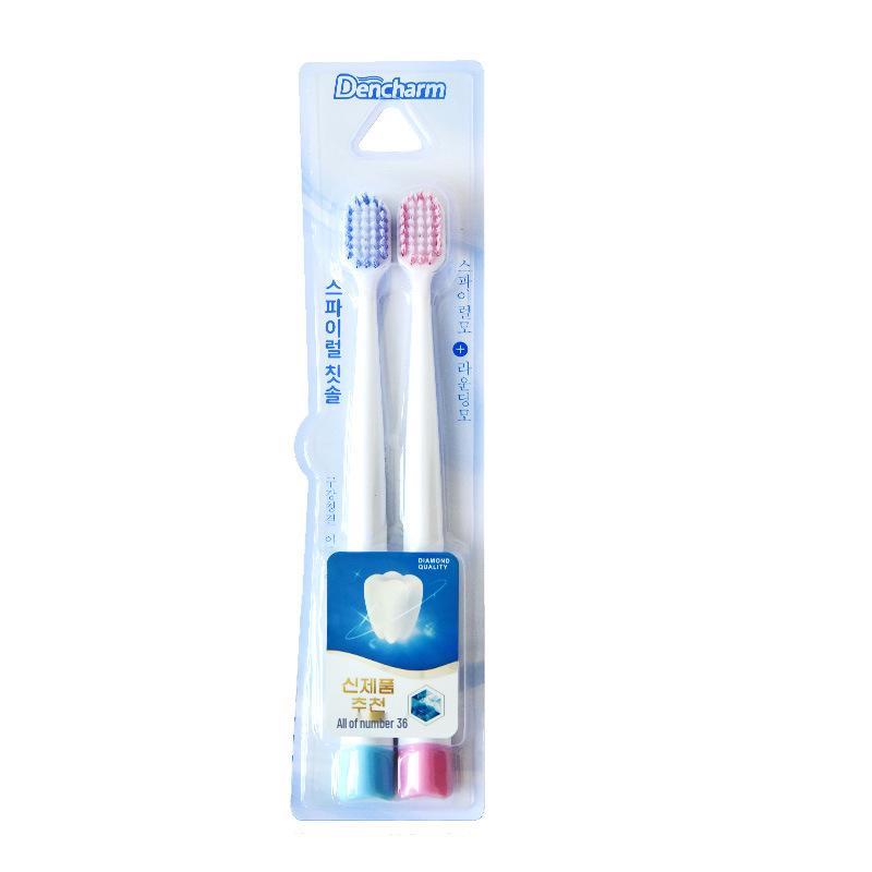 Dan Chun Spiral Soft Bristle Toothbrush, Adult Wide Head, 2-Pack
