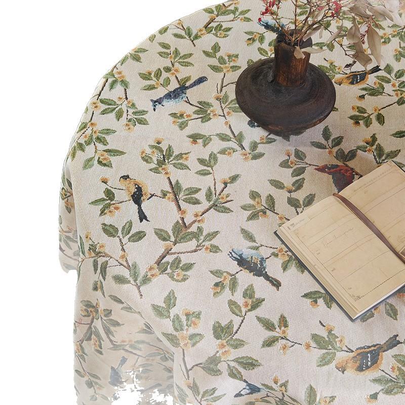 Rural Retro Tablecloth Cotton And Linen Jacquard Fabric Flower And Bird Dining Table Cloth Thickened Coffee Table Cloth Tv Cabinet Cover Towel
