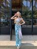 Mesh Patchwork Pure Desire 2025: Women's High-Waisted Floral Slimming Long Skirt for Summer Vacation Style