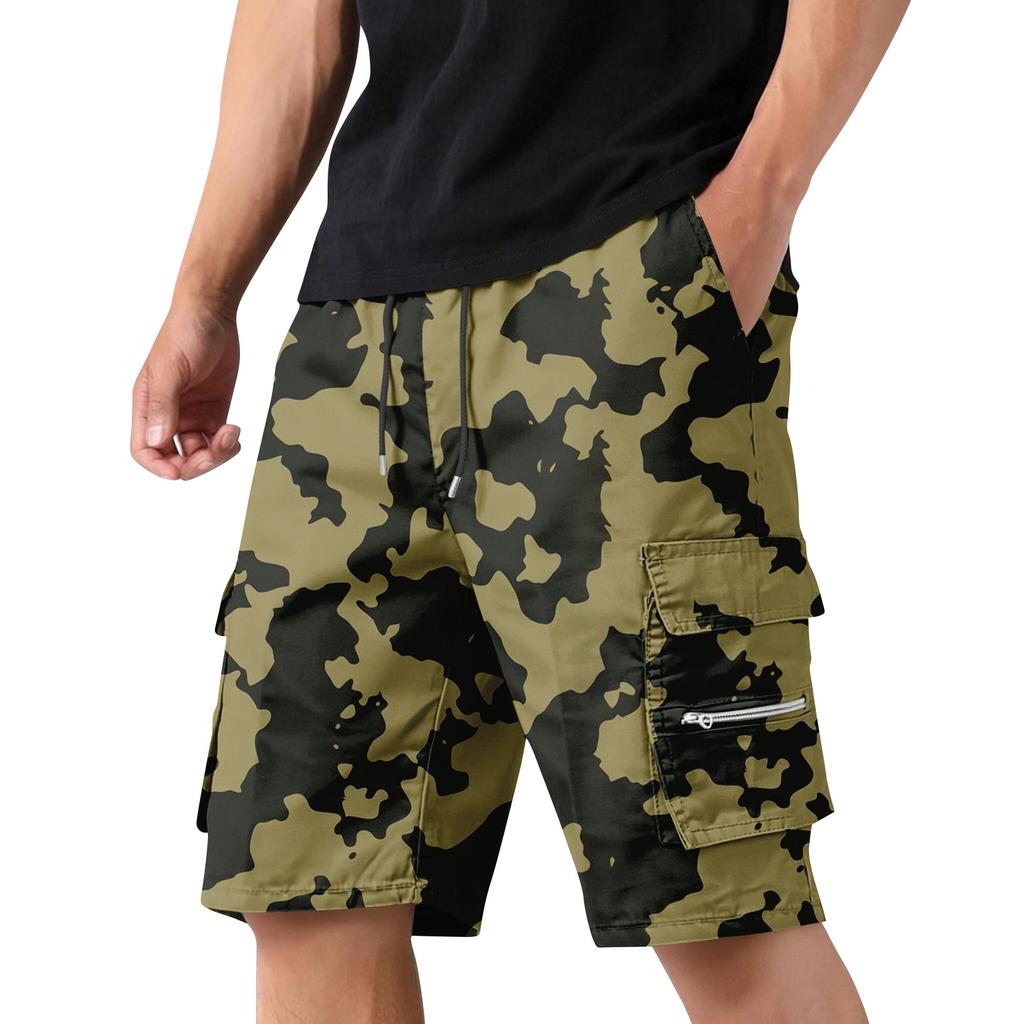 Pantaloncini Cargo Mimetici da Uomo con Vita Coulisse e Tasche Multiple Leggeri Resistenti Pantaloni da Lavoro per Esterno