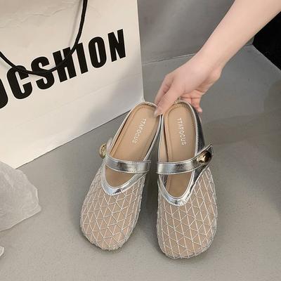 French Flat Bottom Mesh Breathable Bag Head Half Slippers Women's Summer Wear 2025 New Non-slip Skirt Pregnant Women Sandals