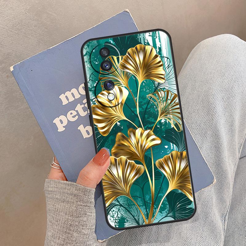 

Кейс с золотой фольгой в виде листа гинкго для Honor Magic 8 7 6 5 Pro Чехол для Honor 400 200 X9c X9b X9a X8a X8b 50 70 90 Lite Honor 200 Lite