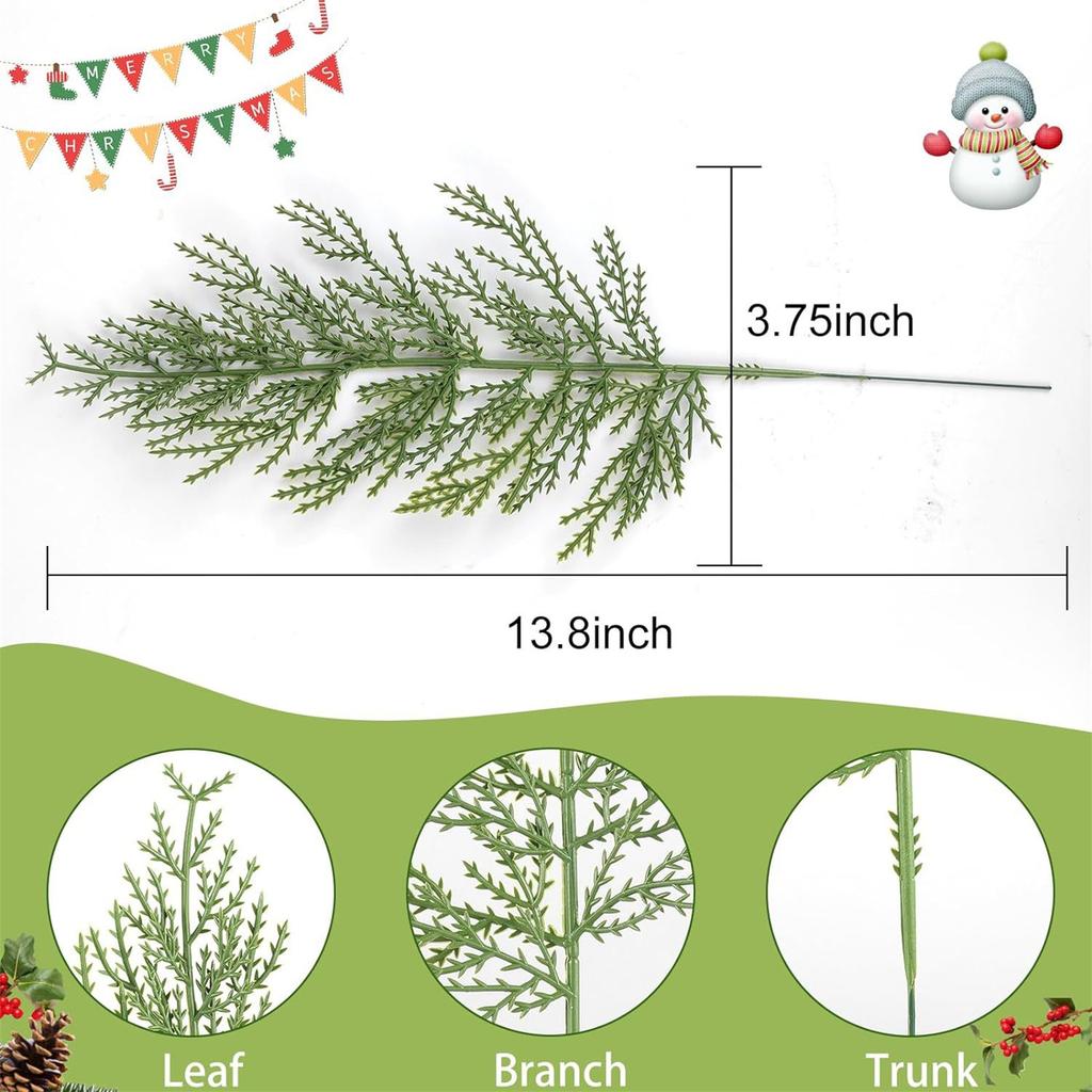 Pack of 40 Artificial Christmas Tree Stems Durable Plastic Christmas Tree Decor for Party Decorations and Festive Home