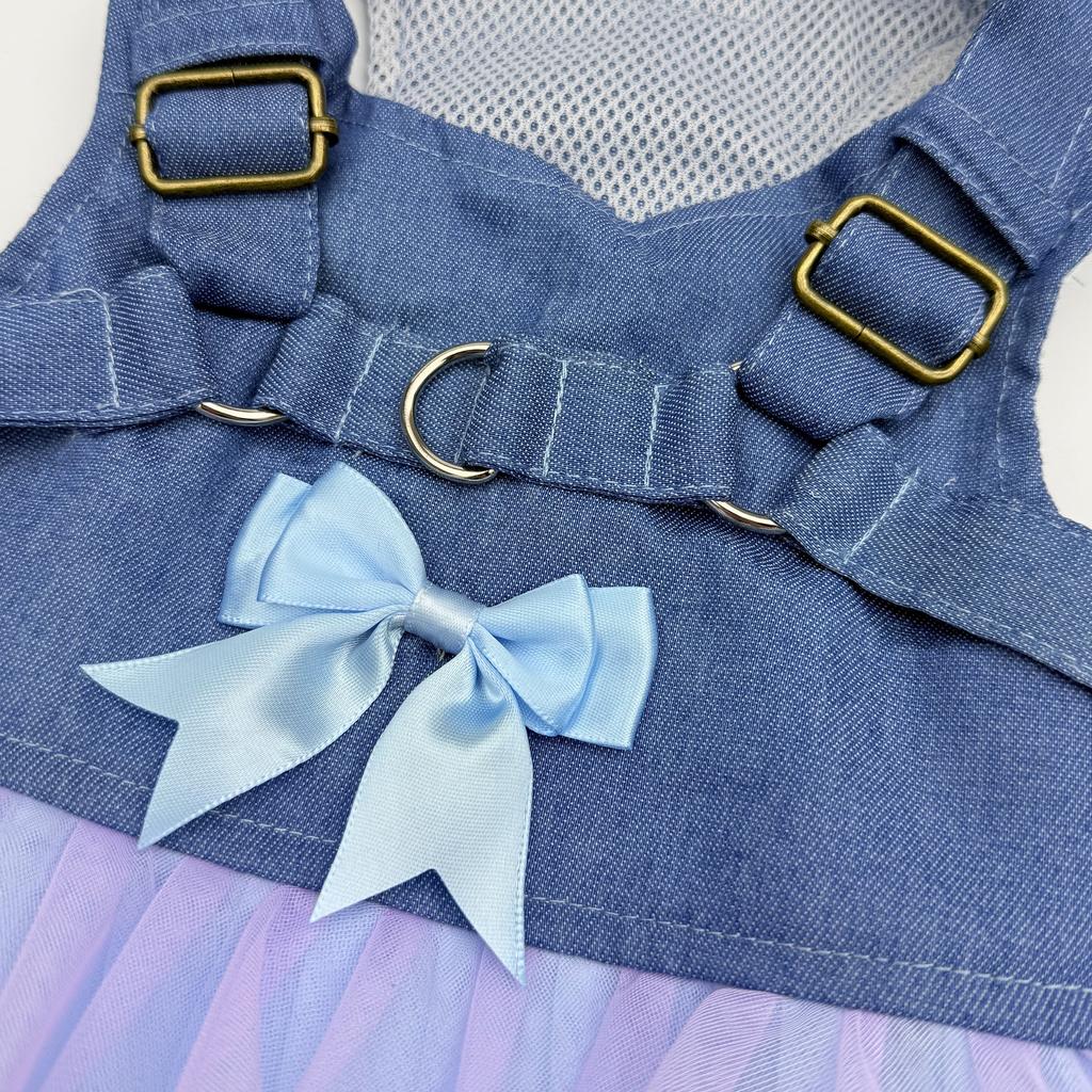 Dog Dress Princess Dress Pretty Pet Outing Clothes Summer Lightweight Teddy Bichon Small To Medium Dogs Breathable Denim Dress
