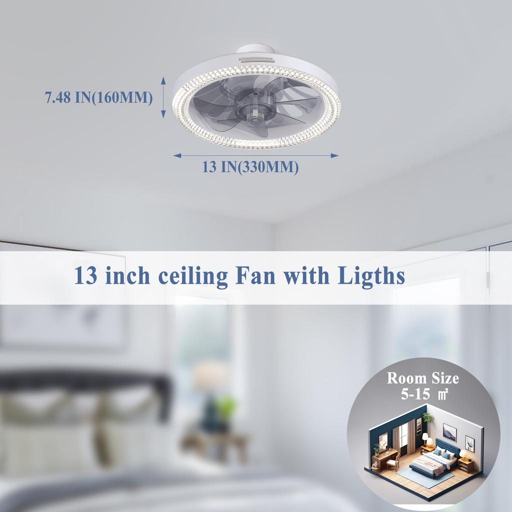 2-in-1 Ceiling Fan with LED Light Remote Control Dimmable Smart Fan Light for Bedroom Living Room Kitchen