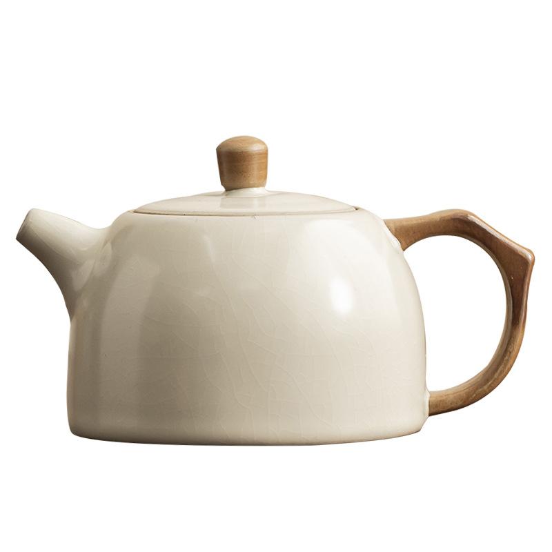 Beige Ru Kiln Teapot Single Pot To Make Tea, Household Light Luxury Ceramic Large-capacity Teapot, High-end New Kung Fu Tea Set