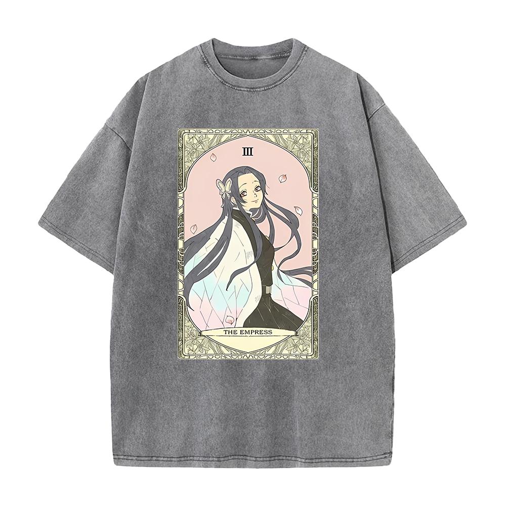 Demon Slayer Kochou Shinobu Graphic Tshirt Men Women Clothing Short Sleeve Cotton T-shirts Washed Tee Harajuku Vintage T Shirt