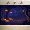 1 Halloween pumpkin forest background with little ghost lights and a dark forest  no need for power Halloween decorations