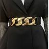 Versatile Retro Elastic Belt with Skirt & Metal Chain Decoration