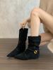 Inner heightened pointed retro babes booties women's 2025 autumn/winter single boots brown maillard western cowboy boots.