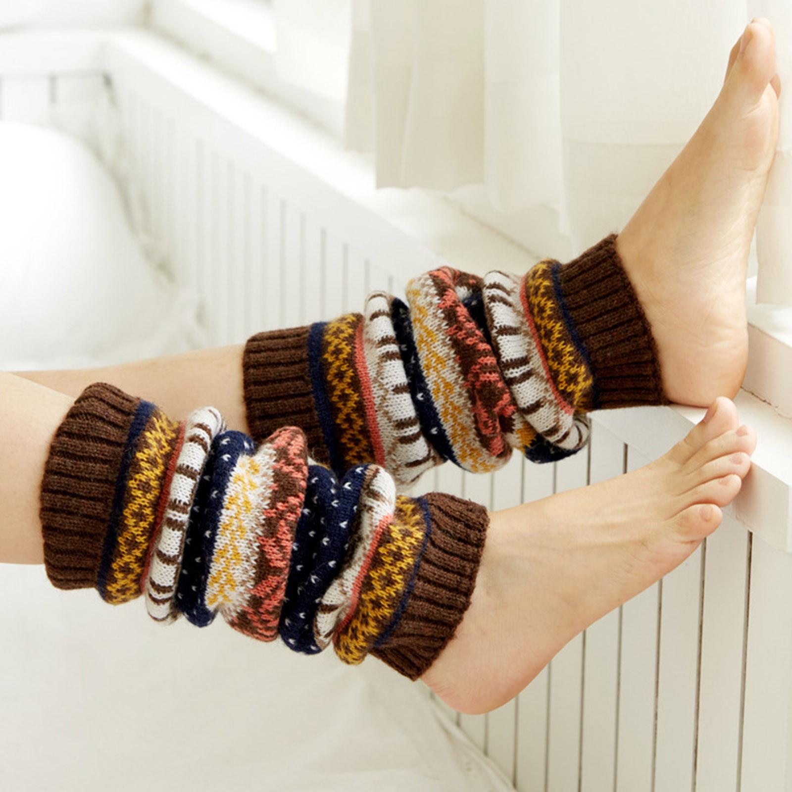 

(SU)Зимние женские носки с принтом, вязаные теплые ножные браслеты, леггинсы, гетры, носки