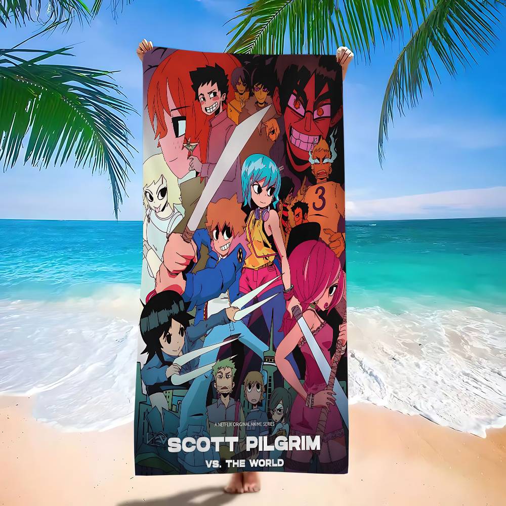 S-Scott Pilgrim vs the World Beach Towel Bath Towels for Girl Microfiber Quick Dry Custom Sand Free Beach Yoga Spa Gym Pool