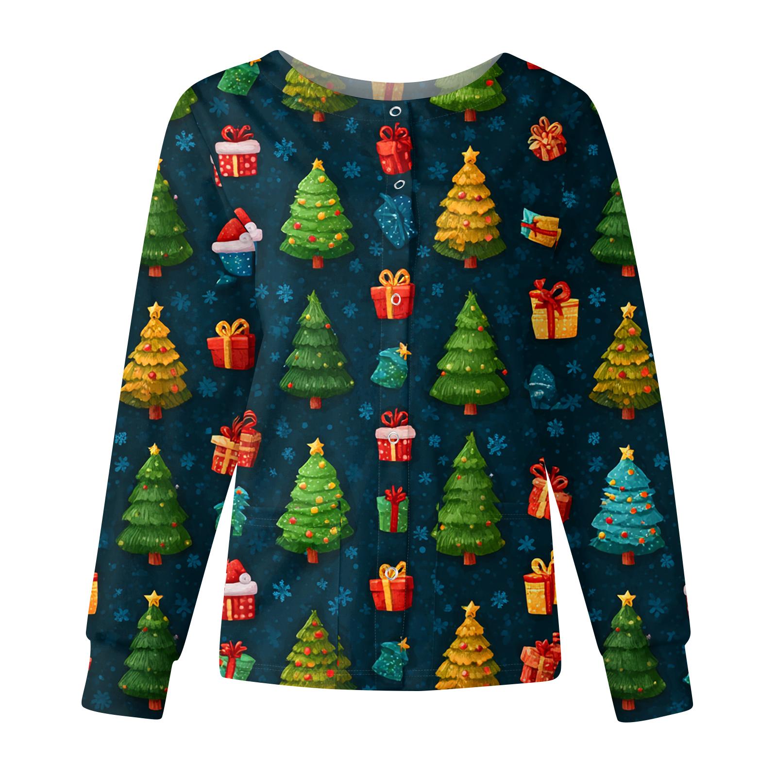 

Женская повседневная модная куртка с длинным рукавом, воротником-стойкой, на одной пуговице, с рождественским принтом, рабочая куртка, топы XXL