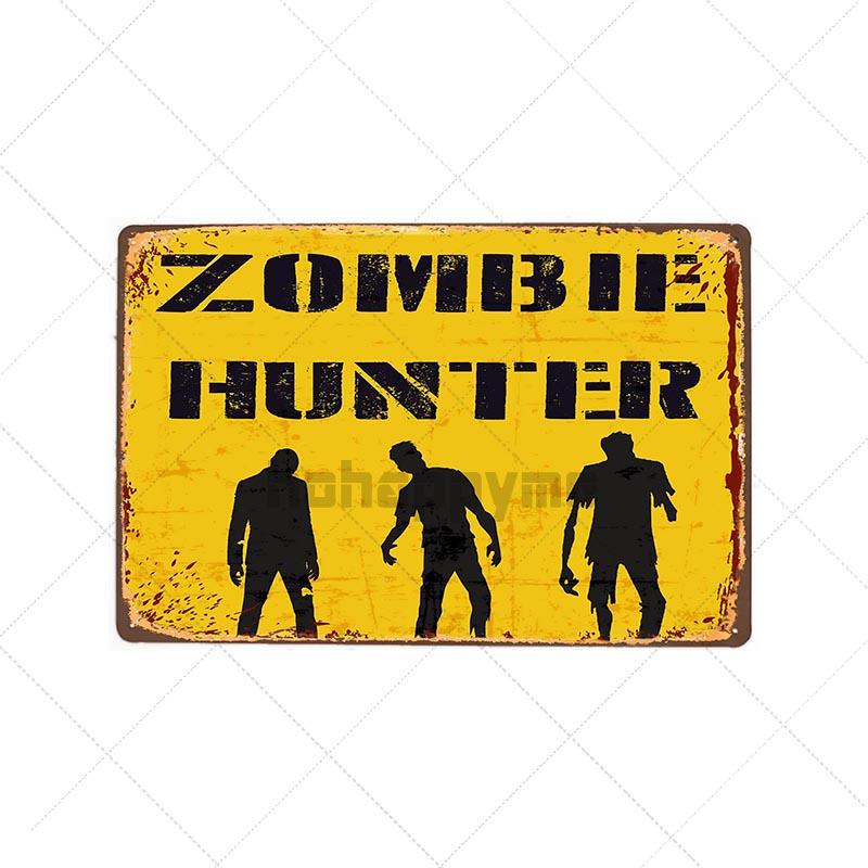 Danger Zombies Zone Retro Sign Metal Plaque Vintage Bar Pub Wall Decorative Plates Funny Poster Home Decor 20x30 CM