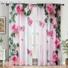 2pcs   Light Filtering Curtains 2D plane printing Garden Butterfly Print Machine Washable Fabric (without rod) Outdoor