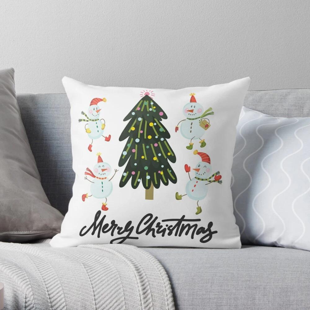 Merry Christmas Snowman Decoration Home Pillowcase Cushion Cover 50X50Cm Autumn Nordic 40X40Cm Modern Living Room Sofa Bed