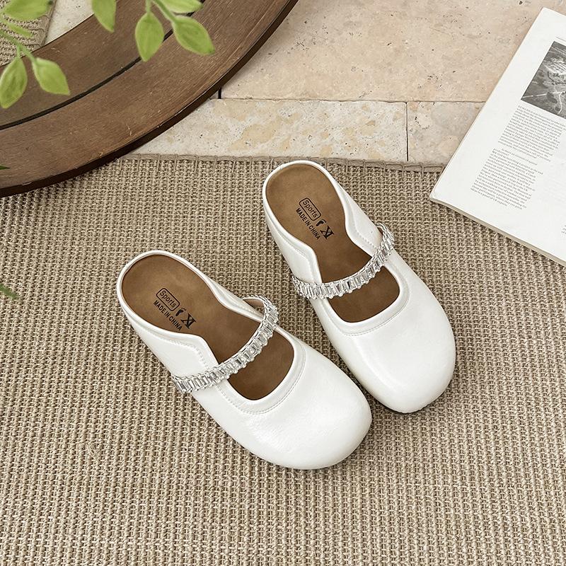 

Silver platform bag head Mary Jane shoes wear 2025 summer new French beautiful and thin inner height increase half drag women s shoes 35