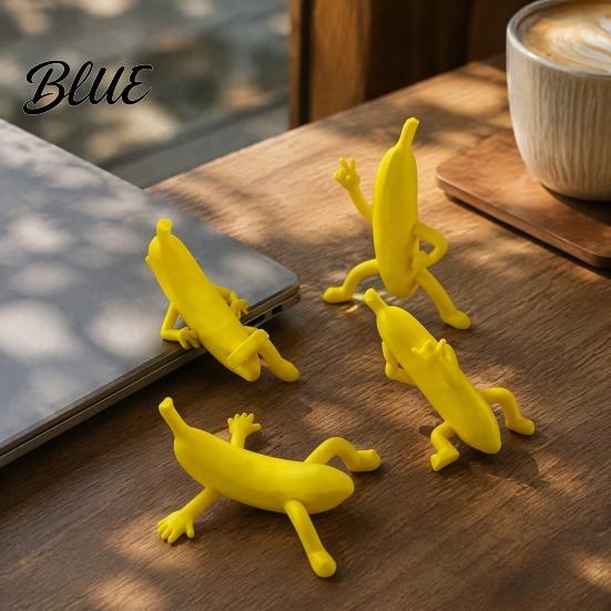 Funny Banana Man Collectibles 4PCS Figurine 3D Printed Character Desktop Desk Accessories for Office Ornaments Novelty Cute Tabletop Decor Toys Home