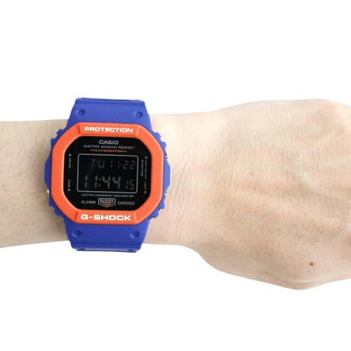 Casio G-Shock 5600 Series Men's Waterproof Digital Watch, Blue, Orange, Black, DW-5610SC-2