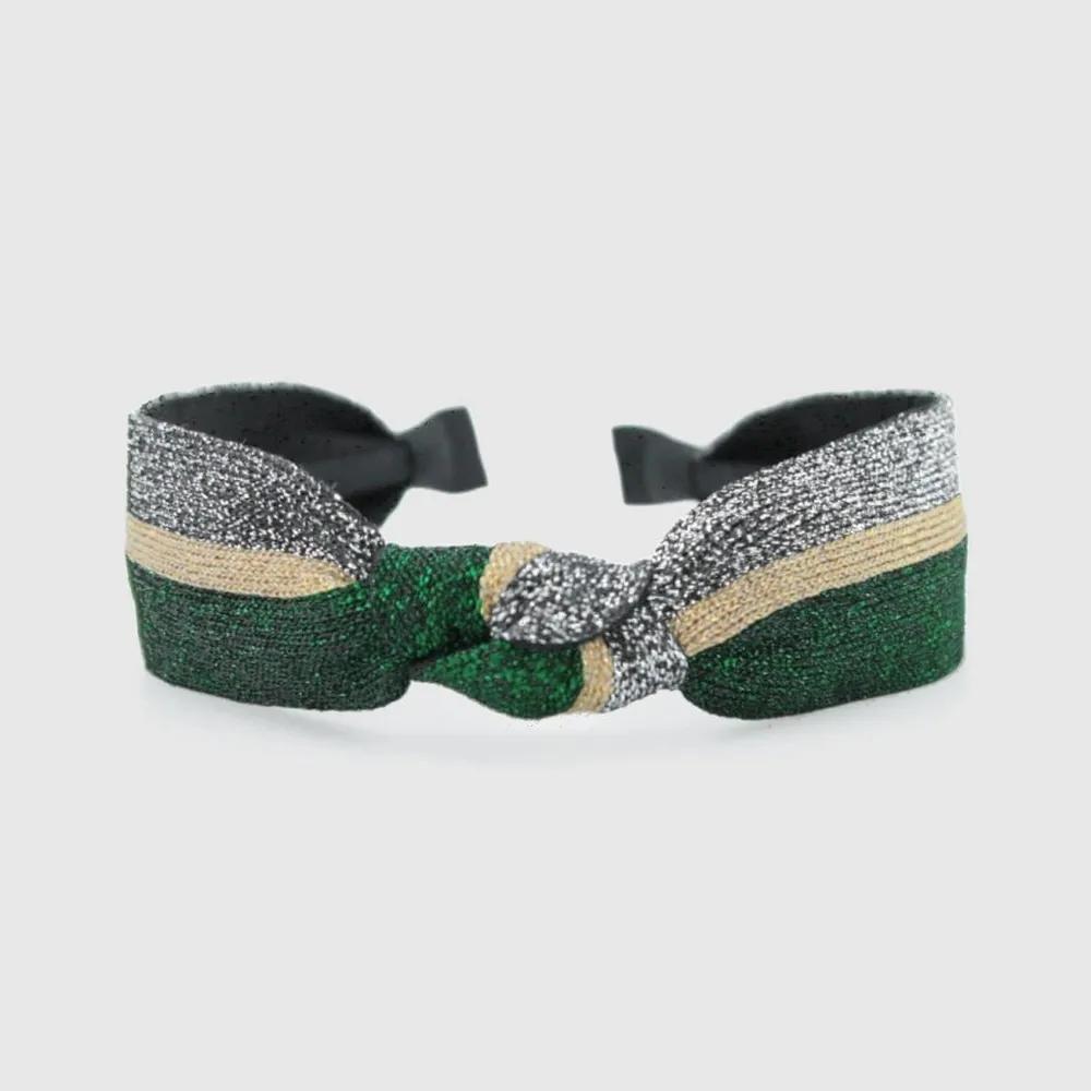 Lara Twinkle Silver Green Knot Hairband LALAH195 3305984