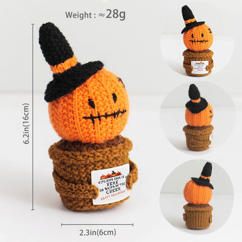 Creative Halloween Knitted Plant Ornaments Crochet Party Decorations Halloween Crochet Pot Plant Decor Pot Knitted Plant