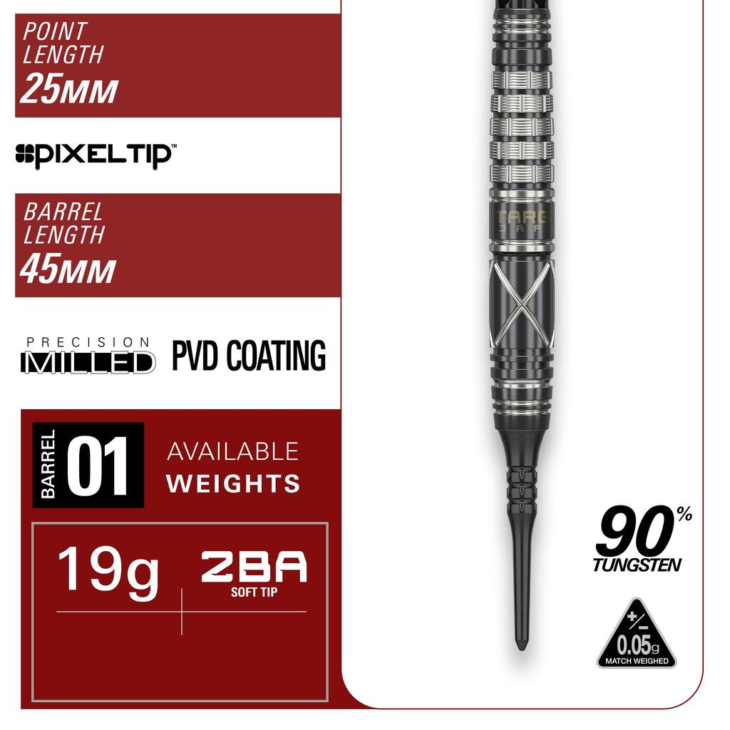 TARGET JAPAN BLACK MARQUE CHAOS 2.0 90% 2BA SOFT TIP DARTS Leonard Chai Model 90% Tungsten K-Flex 2BA Soft Tip Dart Set