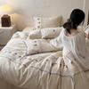 Spring/Summer Skin-Friendly Breathable Yarn-Dyed Cotton-Linen Embroidered Bedding Set