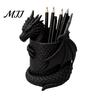 Detailed Sculpture Pen Stand 3D Printed Gothic Dragon Holder, Coiled Figurine Stationery Cup, Office Decor Fantasy Desk Organizer, Halloween Tabletop