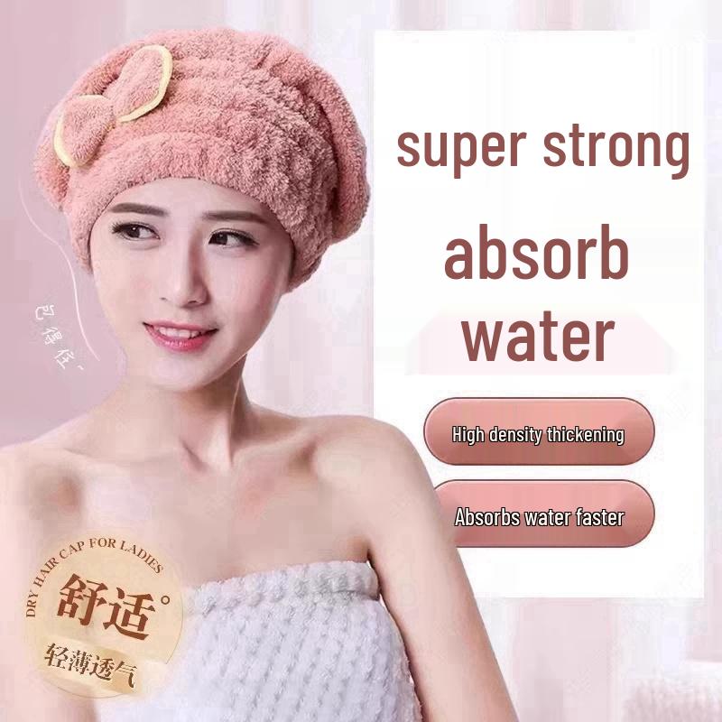 Korejská čepice na sušení vlasů z korálového fleecu - Super savá, Rychleschnoucí, Silnější koupací čepice pro ženy.