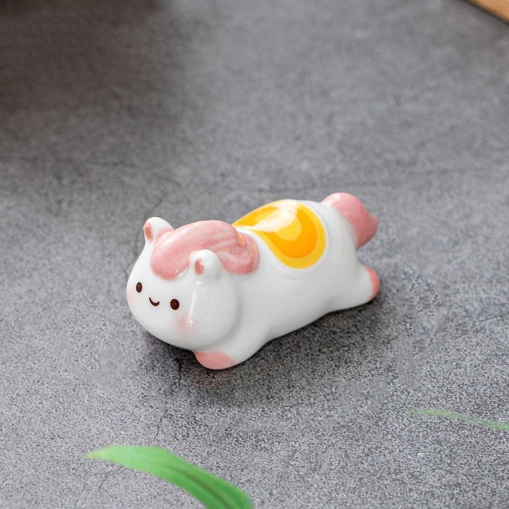 Ceramic Chopsticks Holder Cartoon Spoon Rack Holder Easy To Clean Horse Chopstick Rest  Decor