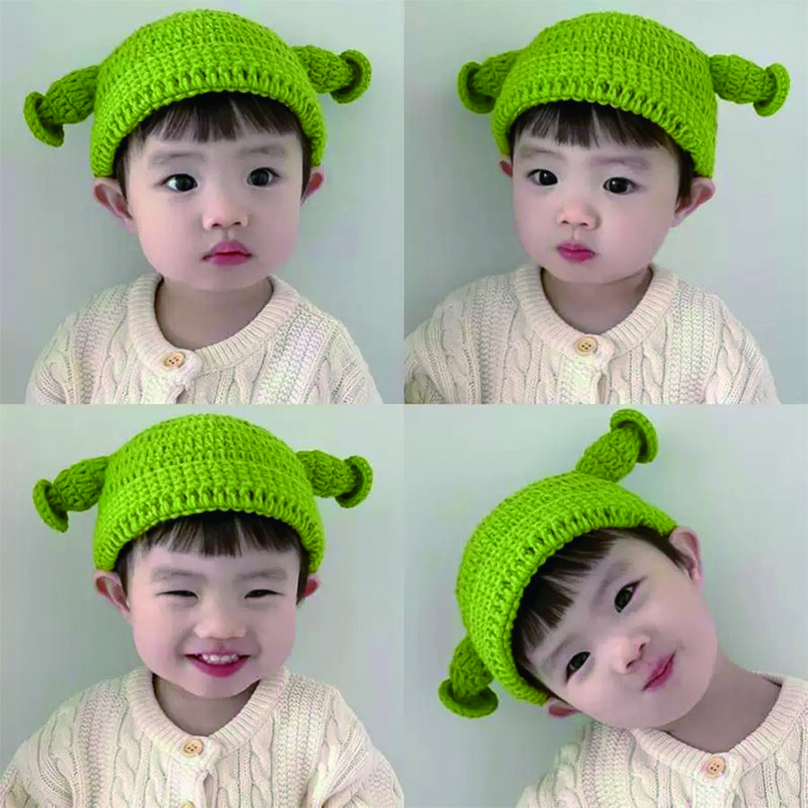 Adorable Gorro de Punto Temático de Goofy Shrek - Calentito, Ultra-Suave y Divertido para el Invierno