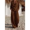 Women's Lapel Button Down Long Sleeve Top and Wide Leg Pants Set Solid Color Casual Two Piece Outfit