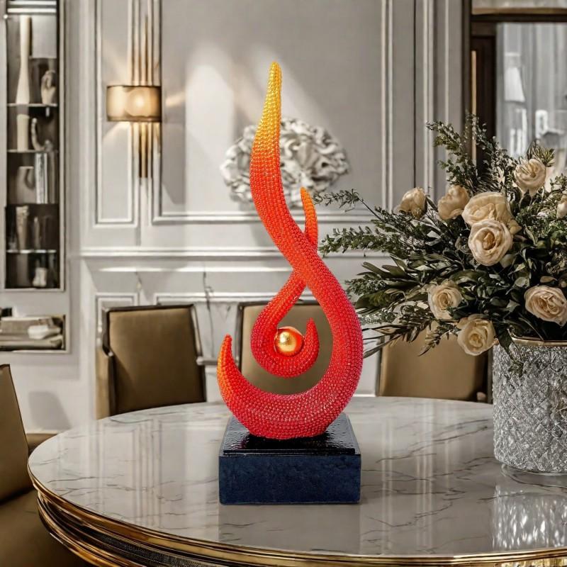 Modern Abstract Resin Desktop Ornament Flame Play Pearl Sculpture Office Living Room Bar Entryway Decor